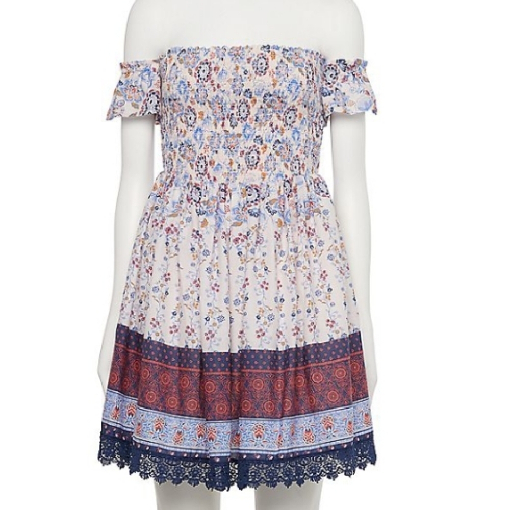 Hint of Mint Boho off the shoulder dress NWT, S